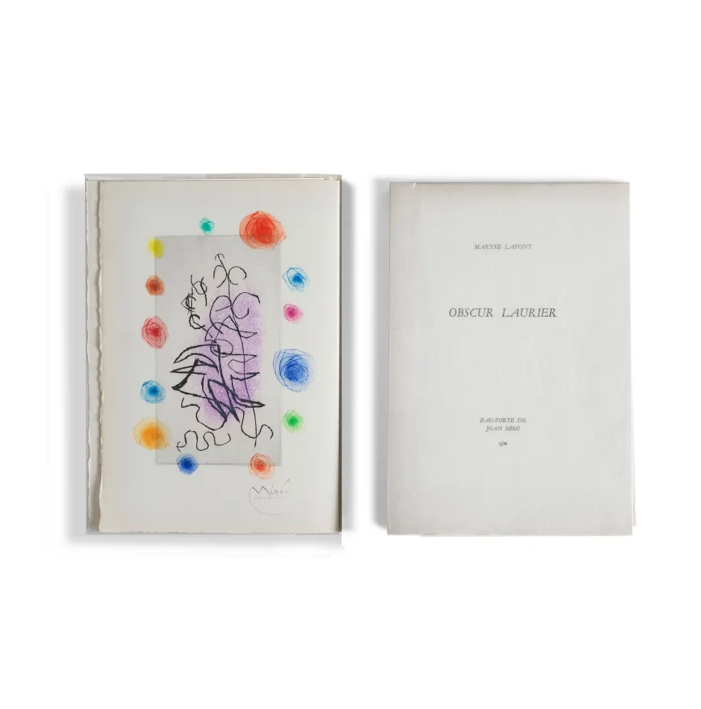 Illustrated Book Miró - Maryse Lafont. OBSCUR LAURIER. 1 eau-forte signée de Joan Miró (GLM 1962)