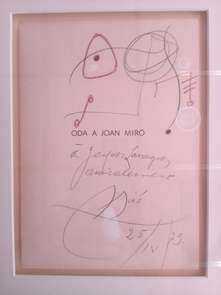 No Technical Miró - Original drawing dedicated to Jacques Lassaigne (with COA)