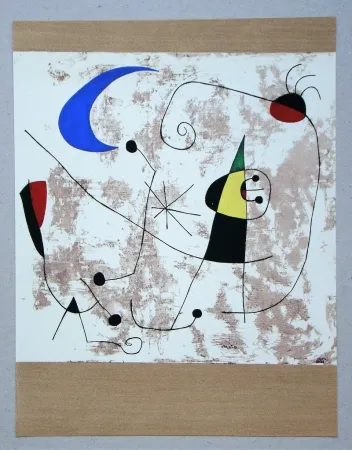 Pochoir Miró - Personnage dans la nuit