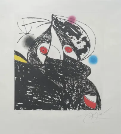 Etching And Aquatint Miró - Personnage Romantique