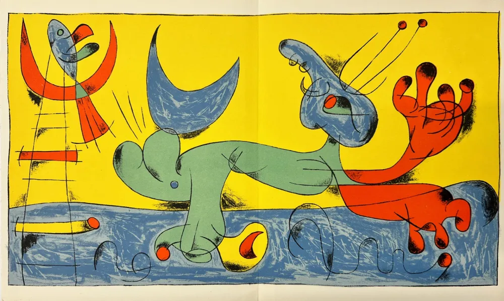 Lithograph Miró - Playing Dog