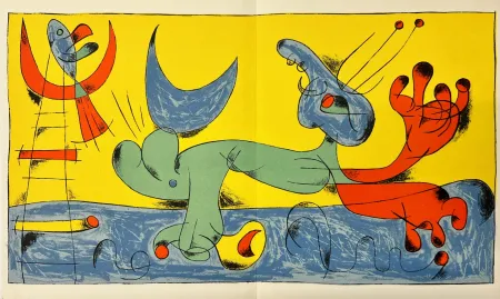 Lithograph Miró - Playing Dog
