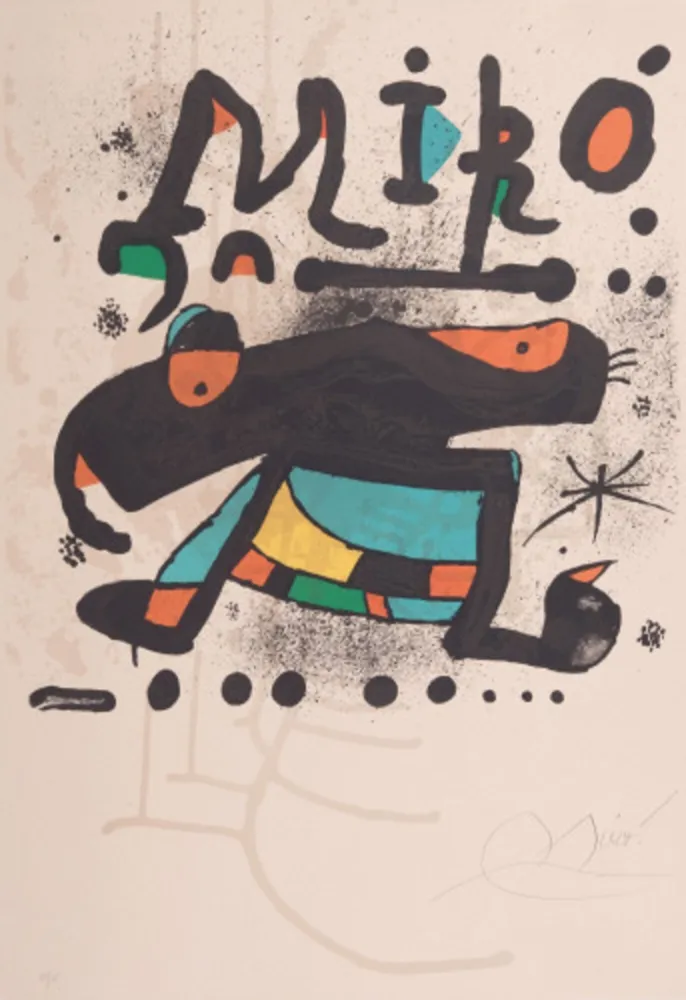 Lithograph Miró - Poster for the exhibition '100 sculptures'