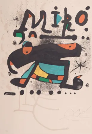Lithograph Miró - Poster for the exhibition '100 sculptures'
