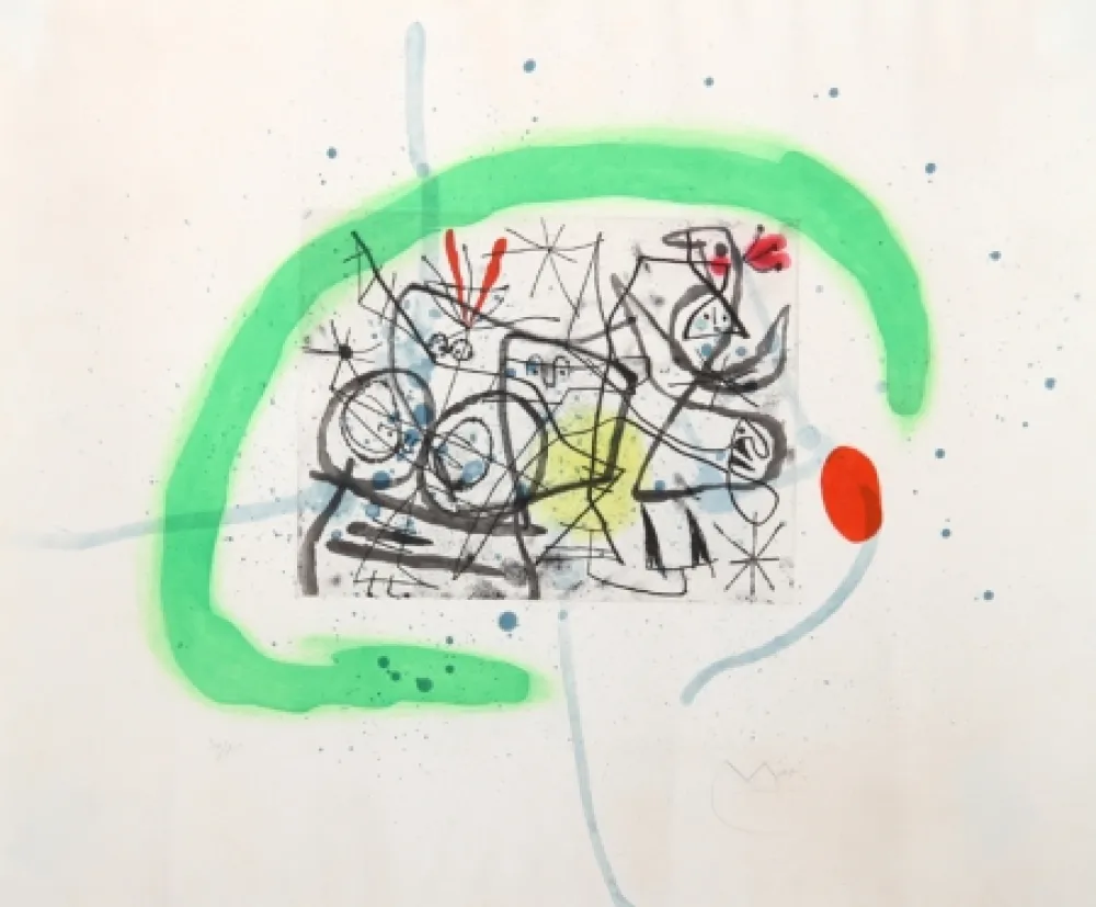 Aquatint Miró - Preparatifs d'Oiseau IV