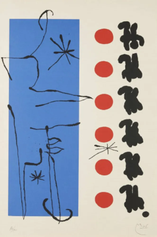 Lithograph Miró - Rouge et Bleu