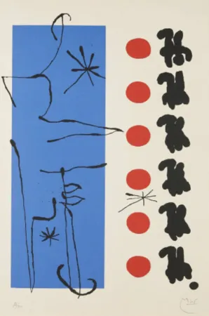 Lithograph Miró - Rouge et Bleu