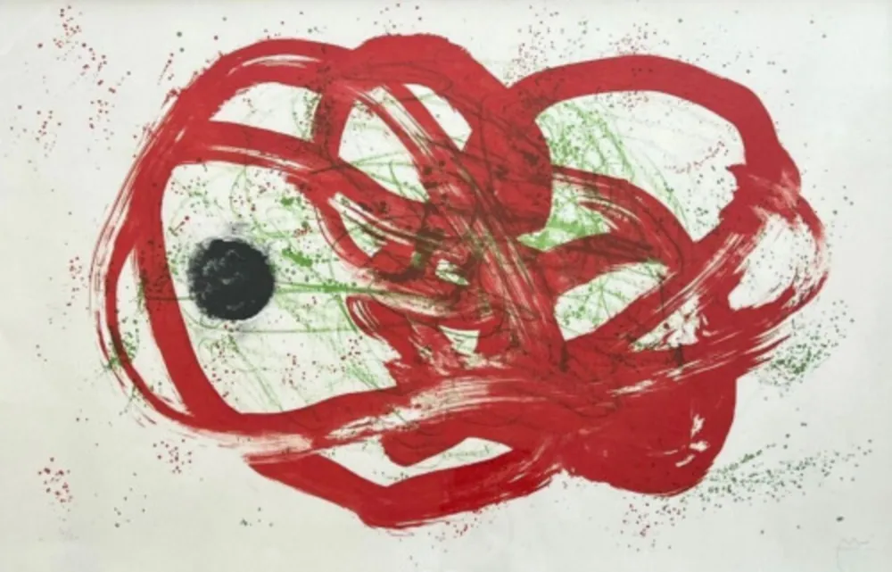 Lithograph Miró - Series I, vert sur rouge