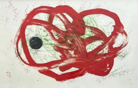Lithograph Miró - Series I, vert sur rouge