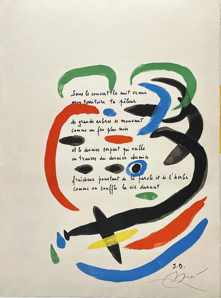 Lithograph Miró - Sous le couvert la nuit venue
