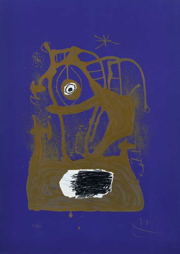 Lithograph Miró - Tempête indigo (La) 