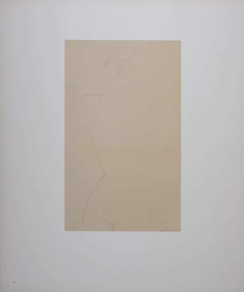 Lithograph Modigliani - Femme nue aux cheveux bouclés