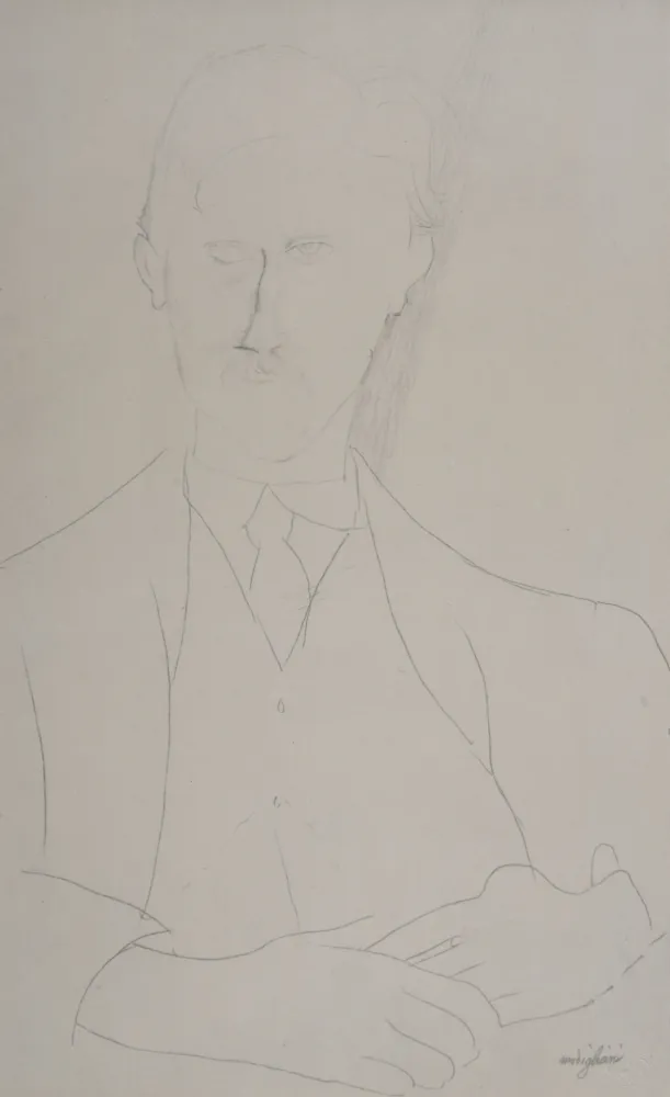 Lithograph Modigliani - Portrait de Roger Dutillieul