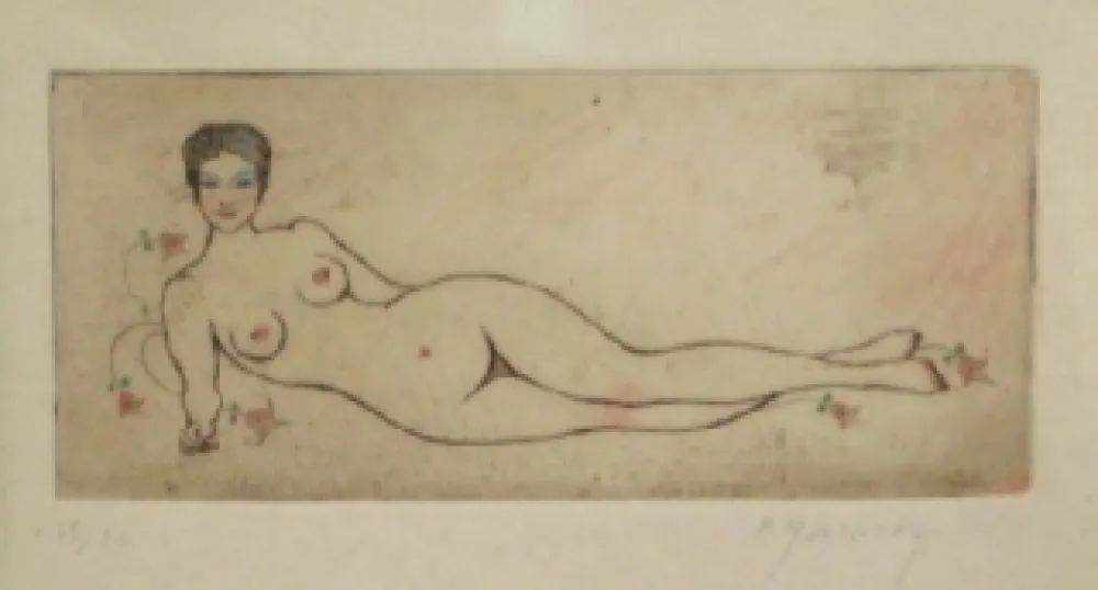 Etching And Aquatint Molinier - Nu allongé