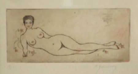 Etching And Aquatint Molinier - Nu allongé