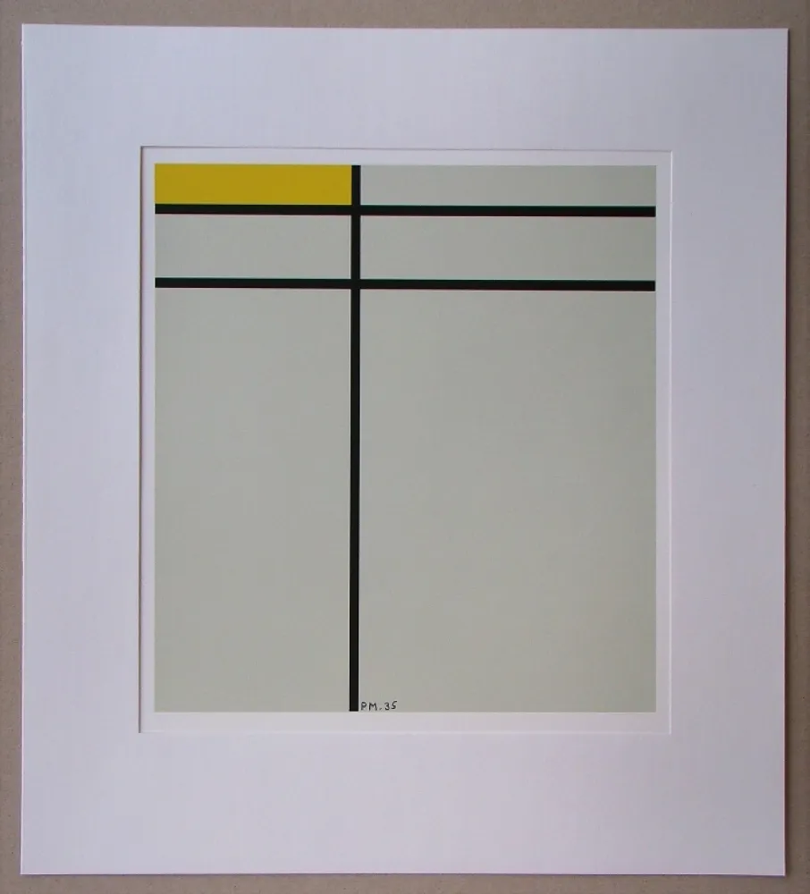Screenprint Mondrian - Compositie met geel - 1935