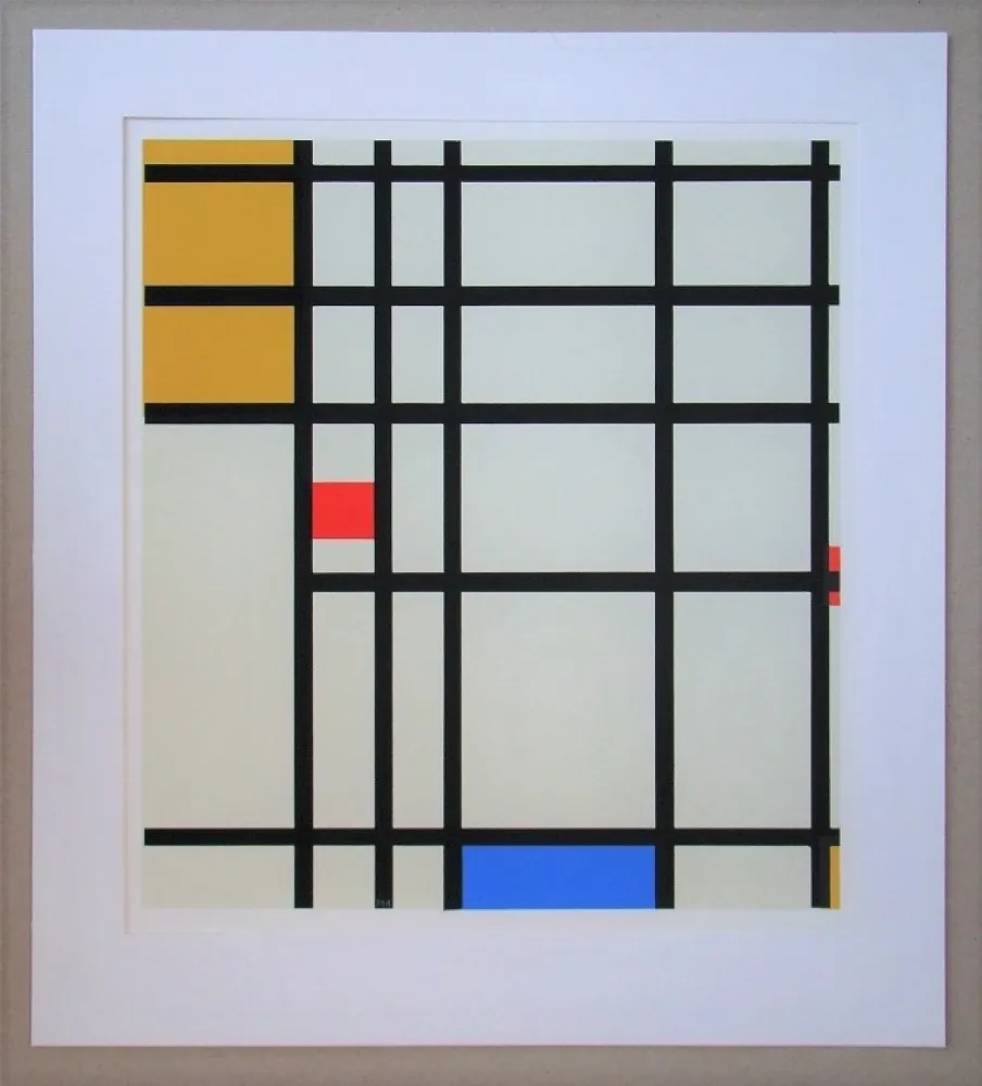 Screenprint Mondrian - Compositie met rood, geel en blauw - 1936/43