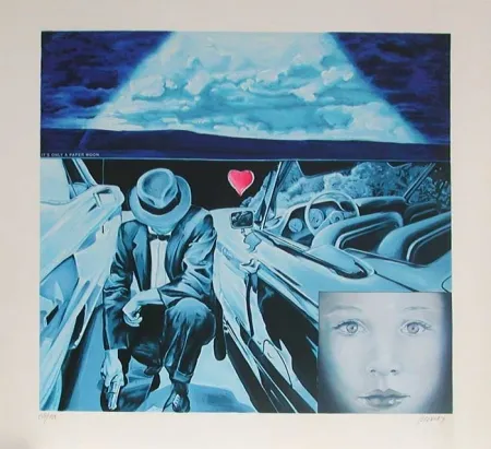 Lithograph Monory - Lune de papier