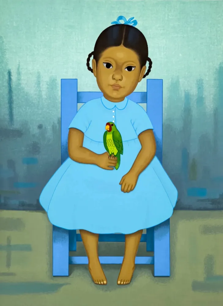 Screenprint Montoya - Chica con pajaro