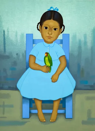 Screenprint Montoya - Chica con pajaro