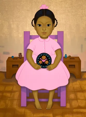 Screenprint Montoya - Cocina, chica con plato