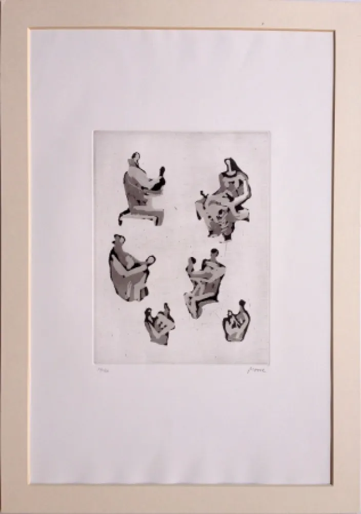 Aquatint Moore - 6 mother and child studies