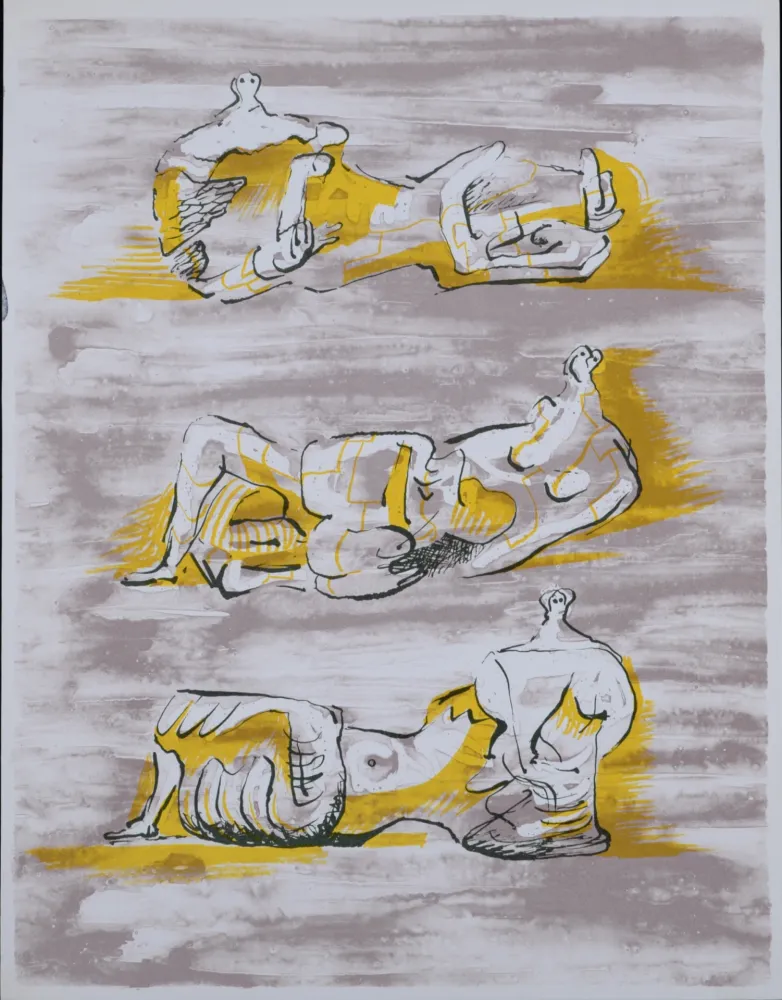 Lithograph Moore - Figures allongées, 1971