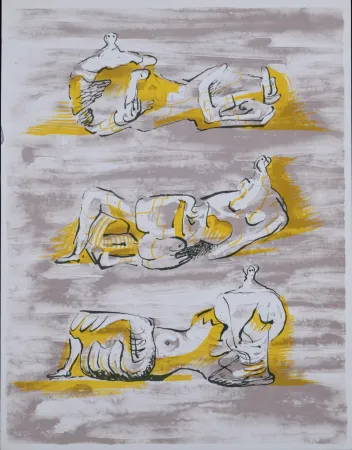 Lithograph Moore - Figures allongées, 1971
