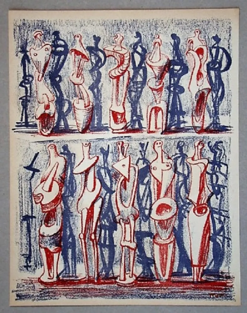 Lithograph Moore - Figures and shadows