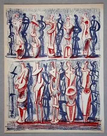 Lithograph Moore - Figures and shadows