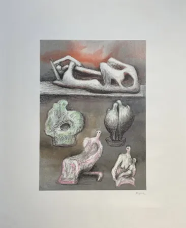 Lithograph Moore - Five Ideas for Sculpture (C. 610)