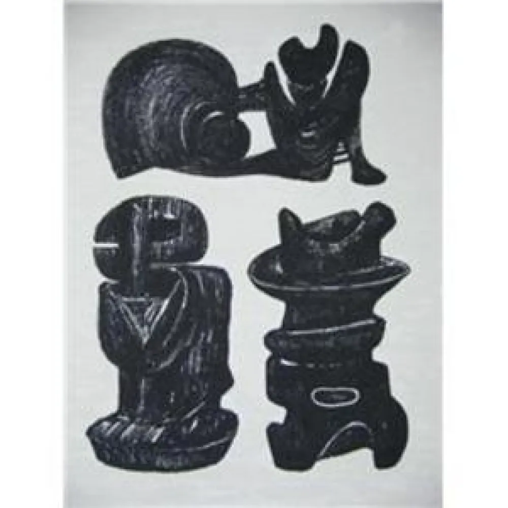 Lithograph Moore - La Poésie Three Sculptural Forms