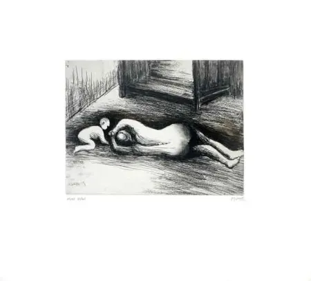 Etching And Aquatint Moore - Mother and Child XV