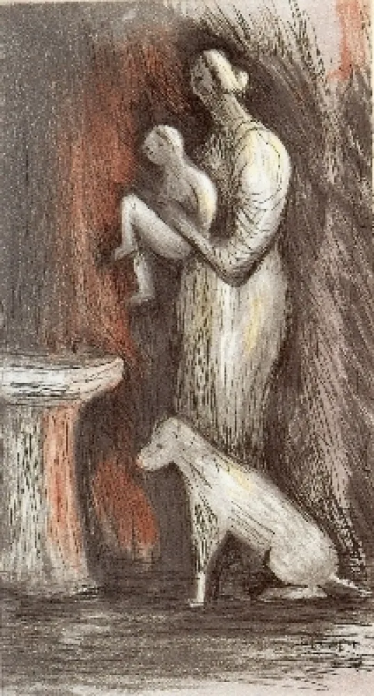 Etching And Aquatint Moore - Mother and Child XXIII