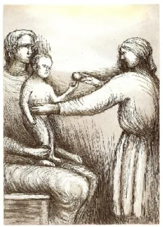 Etching And Aquatint Moore - Mother & Child XXI