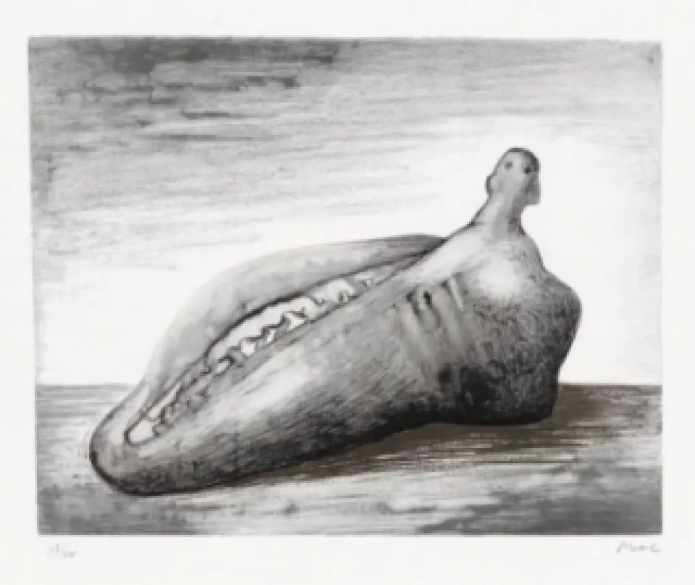Lithograph Moore - Opening form I