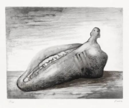 Lithograph Moore - Opening form I