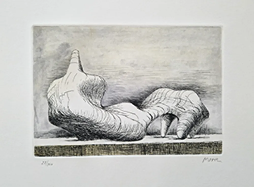 Etching And Aquatint Moore - Reclining figures point