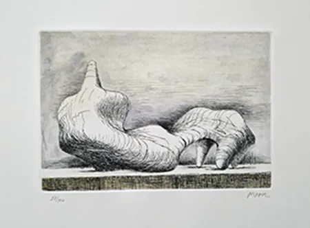 Etching And Aquatint Moore - Reclining figures point