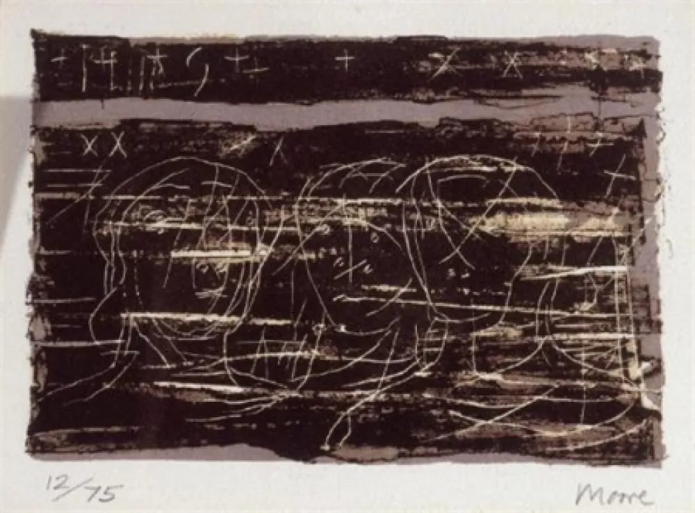 Lithograph Moore - Three heads