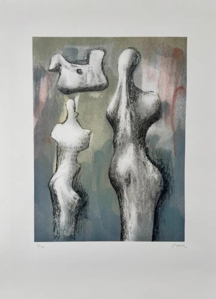 Lithograph Moore - Three Sculptures Ideas 