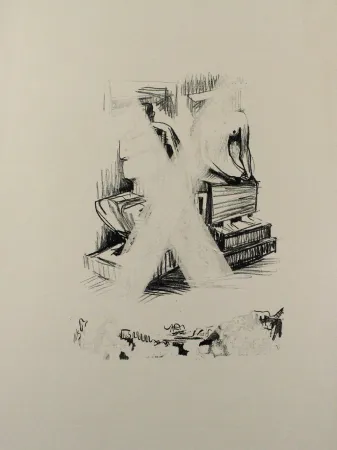 Lithograph Moore - Two Seated Figures in Stone