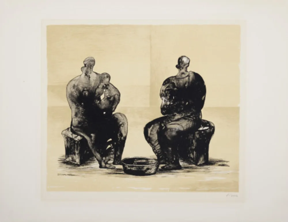 Lithograph Moore - Two Women Bathing Child II (C. 310)