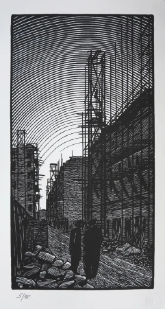 Woodcut Moreau - Ateliers de Montreuil - Montreuil City / Plant - France 1912