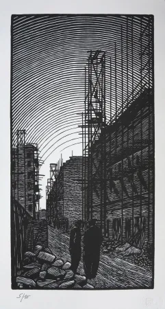 Woodcut Moreau - Ateliers de Montreuil - Montreuil City / Plant - France 1912