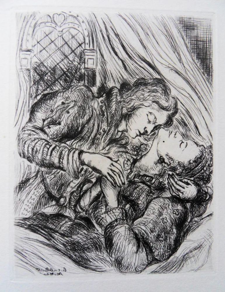 Etching Moreau - Les amants endormis