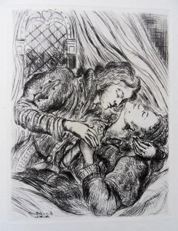 Etching Moreau - Les amants endormis