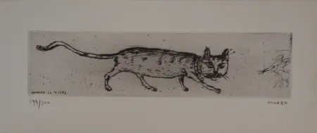 Etching Moreh - Le matin d'un chat : le chat et la souris