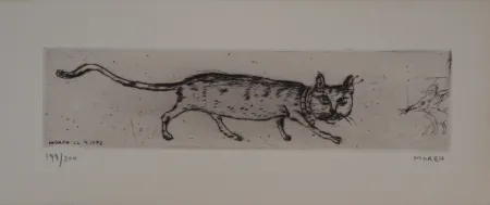 Etching Moreh - Le matin d'un chat : le chat et la souris