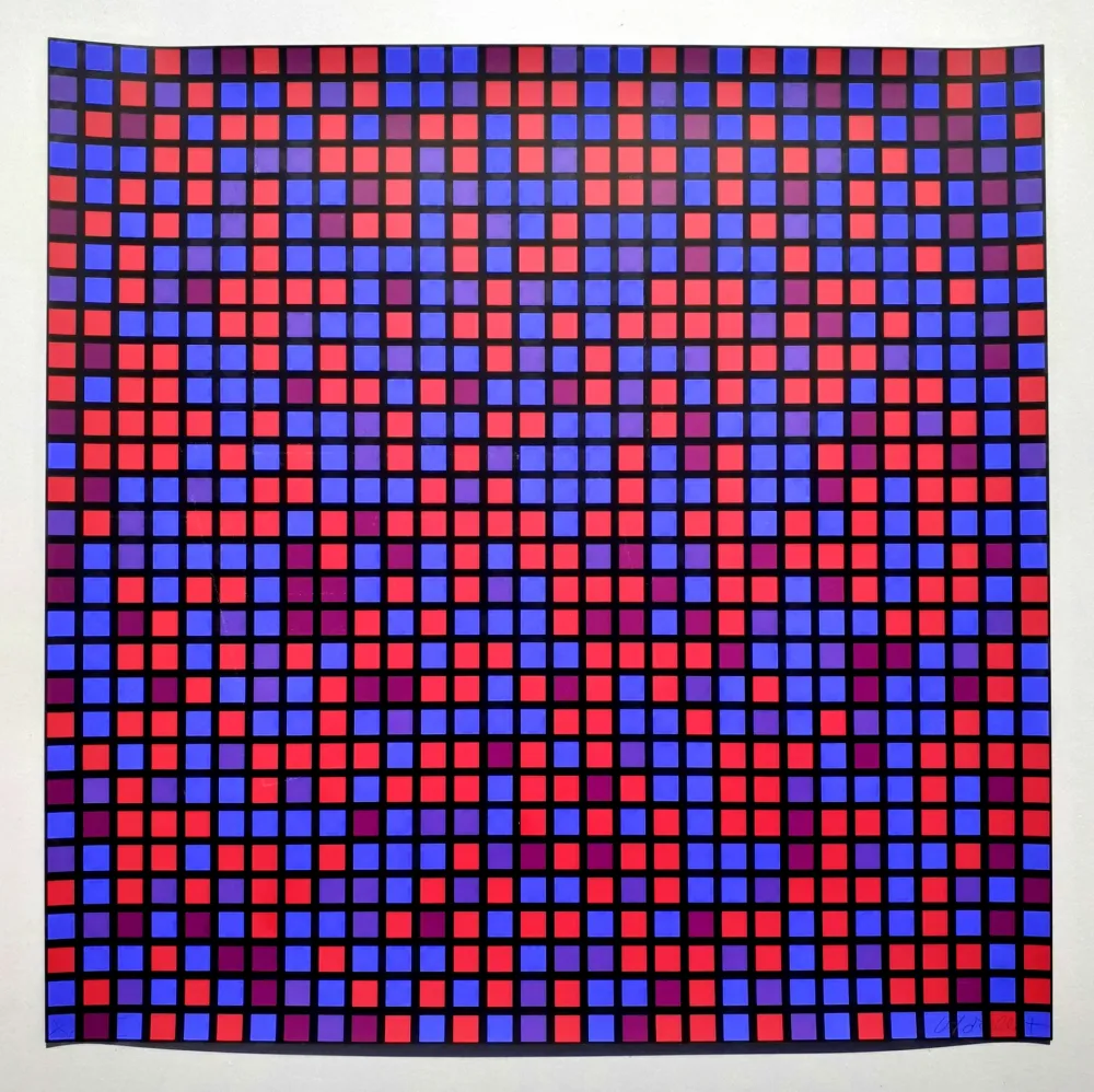 Screenprint Morellet - Chartres bleu violet